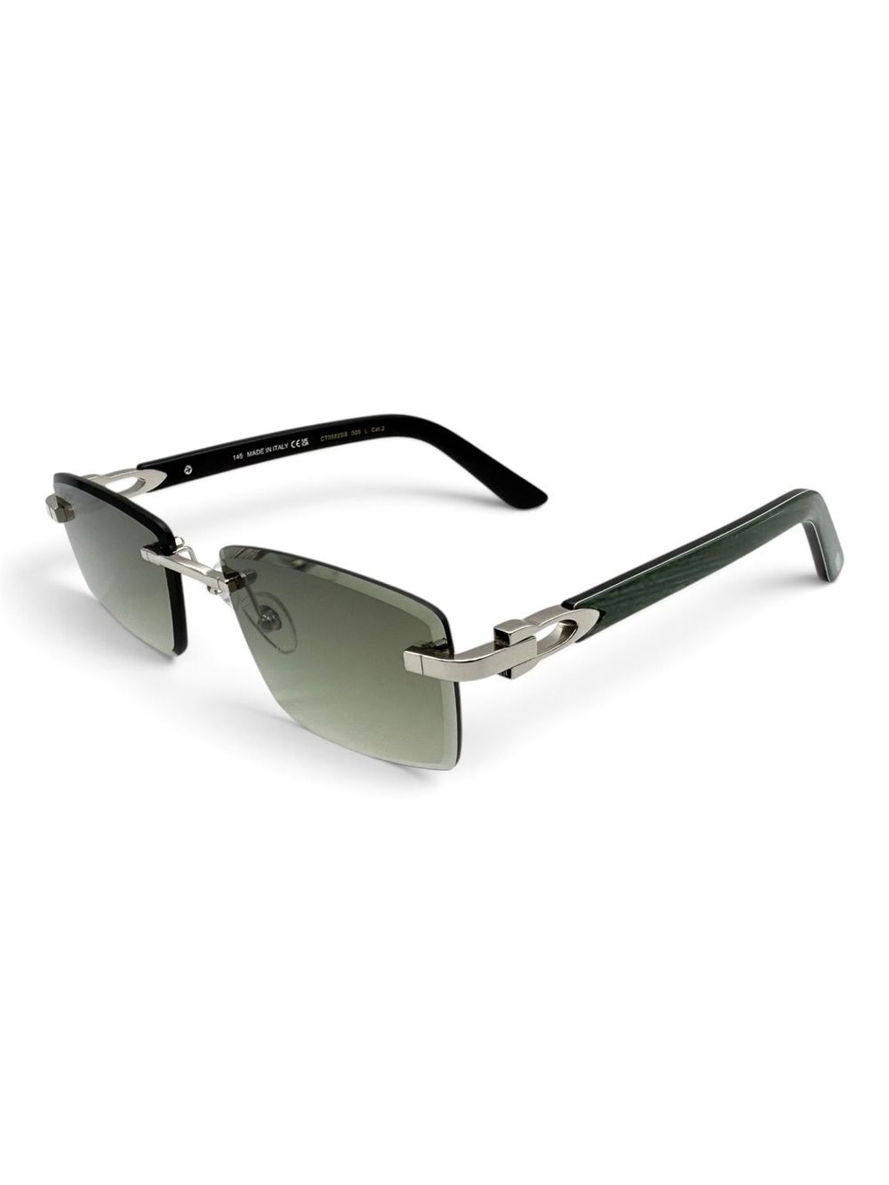 Mens Cartier Rimless Sunglasses with Green Gradient Lenses